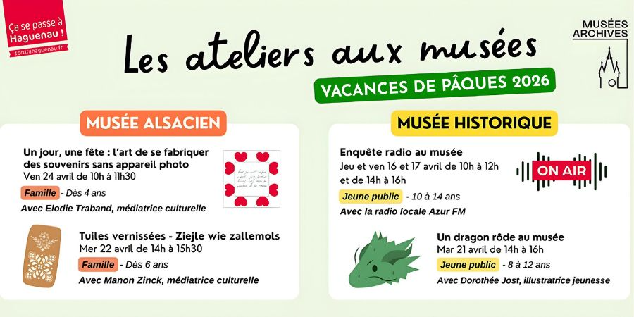 Les ateliers aux musées : vacances de Pâques 